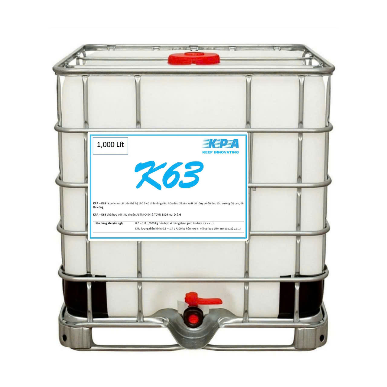 KPA - K63 PHỤ GIA SIÊU DẺO GỐC PCE CẢI TIẾN CHO BÊ TÔNG